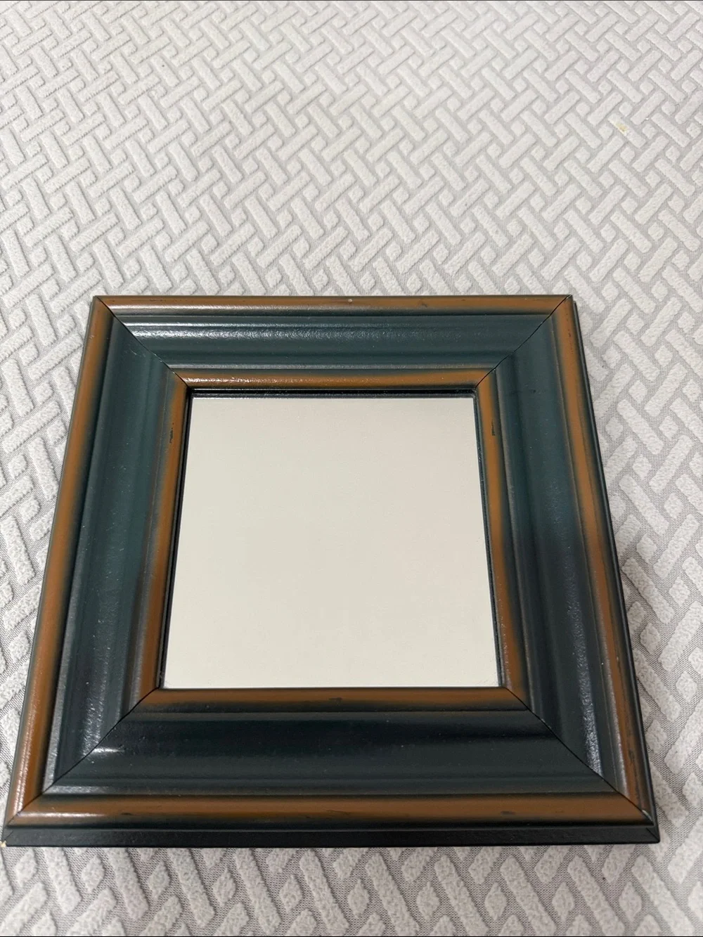 DEXSA Vintage Square Accent Wood Mirror Dark Green with Brown Trim 8”x8”x0.75”